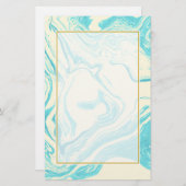 Cooles Marmordesign in Türkis und Creme Briefpapier (Vorne/Hinten)