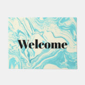 Cooles Marmordesign in Türkis und Creme Fußmatte (Vorderseite)