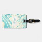 Cooles Marmordesign in Türkis und Creme Gepäckanhänger (Vorderseite horizontal)