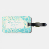 Cooles Marmordesign in Türkis und Creme Gepäckanhänger (Rückseite horizontal)