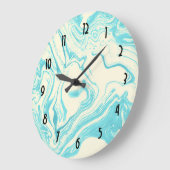 Cooles Marmordesign in Türkis und Creme Große Wanduhr (Winkel)