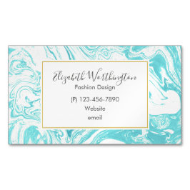 Cooles Marmordesign in Türkis und Creme Magnetische Visitenkarte