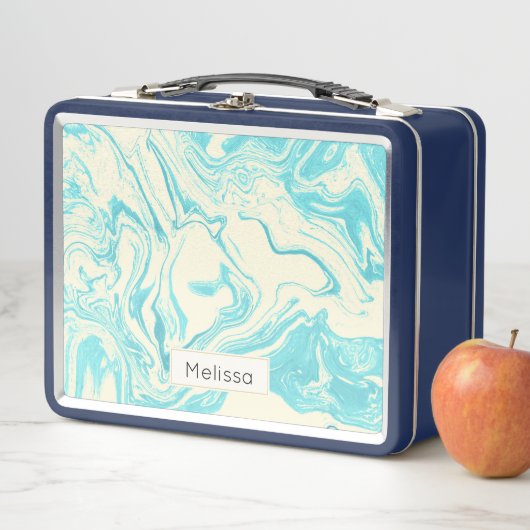 Cooles Marmordesign in Türkis und Creme Metall Lunch Box (Beispiel)