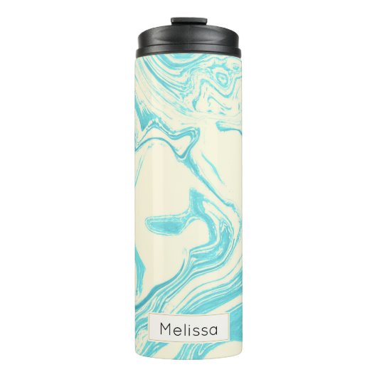 Cooles Marmordesign in Türkis und Creme Thermosbecher (Vorderseite)