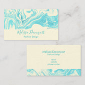 Cooles Marmordesign in Türkis und Creme Visitenkarte (Vorne/Hinten)