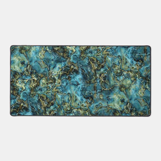 Cooles Marmormuster Aquamarin Türkis Gold Agate Ar Schreibtischunterlage (Vorderseite)