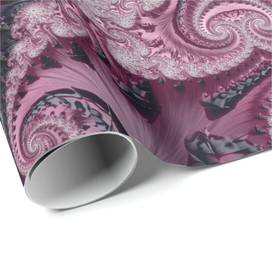 Cooles Maroon und Schwarz Dekoratives Fraktal Must Geschenkpapier (Rolleneckpunkt)