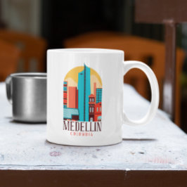 Cooles Medellin Kolumbien Vintages Stadtbild Kaffeetasse