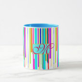 Cooles "Mehrfarbenstreifen" Mustermonogramm Tasse (Zentrum)
