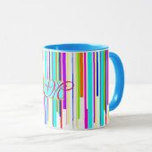 Cooles "Mehrfarbenstreifen" Mustermonogramm Tasse (VorderseiteRechts)