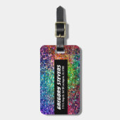 Cooles mehrfarbiges Retro-Glitzer & Glitzern Muste Gepäckanhänger (Vorderseite vertikal)