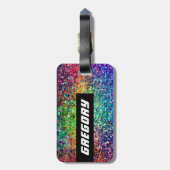 Cooles mehrfarbiges Retro-Glitzer & Glitzern Muste Gepäckanhänger (Rückseite vertikal)