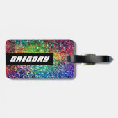 Cooles mehrfarbiges Retro-Glitzer & Glitzern Muste Gepäckanhänger (Rückseite horizontal)