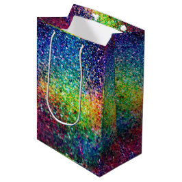 Cooles mehrfarbiges Retro-Glitzer & Glitzern Muste Mittlere Geschenktüte