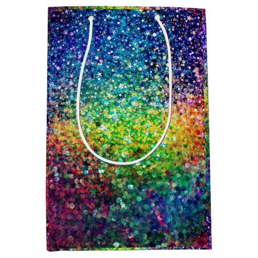 Cooles mehrfarbiges Retro-Glitzer & Glitzern Muste Mittlere Geschenktüte (Vorderseite)