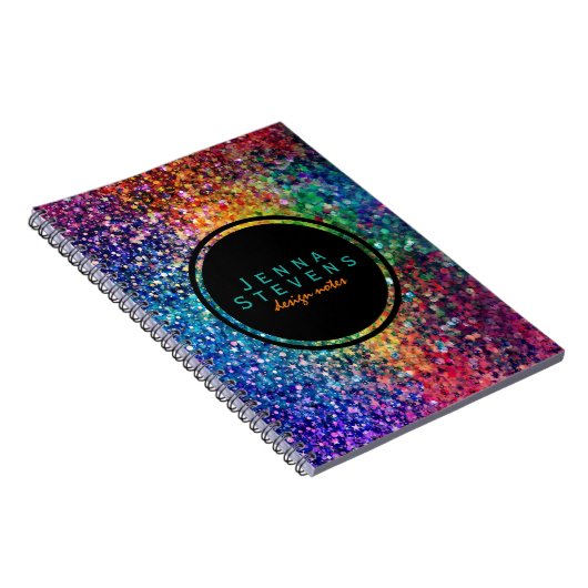 Cooles mehrfarbiges Retro-Glitzer & Glitzern Muste Notizblock (Rechte Seite)