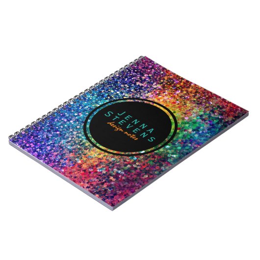 Cooles mehrfarbiges Retro-Glitzer & Glitzern Muste Notizblock (Linke Seite)
