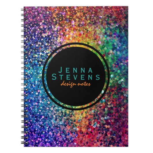 Cooles mehrfarbiges Retro-Glitzer & Glitzern Muste Notizblock (Vorderseite)