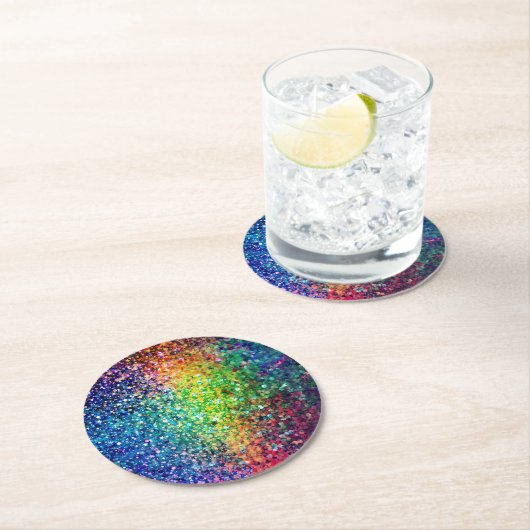 Cooles mehrfarbiges Retro-Glitzer & Glitzern Muste Runder Pappuntersetzer (Vor Ort)