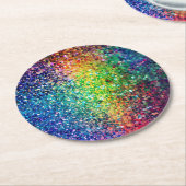 Cooles mehrfarbiges Retro-Glitzer & Glitzern Muste Runder Pappuntersetzer (Angewinkelt)