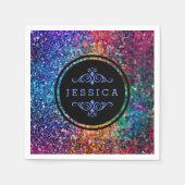 Cooles mehrfarbiges Retro-Glitzer & Glitzern-Muste Serviette (Vorderseite)