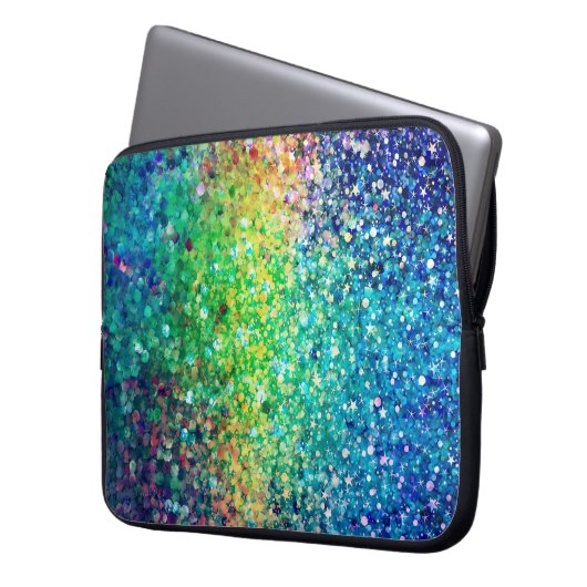 Cooles mehrfarbiges Retro-Glitzer- und Glitzern-Mu Laptopschutzhülle (Vorderseite Links)