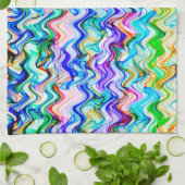Cooles mehrfarbiges Wavy Zig Zag Muster Geschirrtuch (Gefaltet)