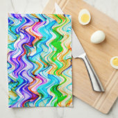 Cooles mehrfarbiges Wavy Zig Zag Muster Geschirrtuch (Viertel Falte)