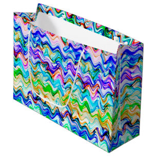 Cooles mehrfarbiges Wavy Zig Zag Muster Große Geschenktüte