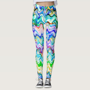 Cooles mehrfarbiges Wavy Zig Zag Muster Leggings