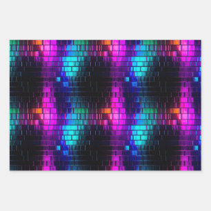 Cooles metallisches Magenta Cyan Vaporwave-Tile-Mu Geschenkpapier Set