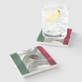 Cooles mexikanisches Flaggendesign anpassen Steinuntersetzer (Seitenansicht)