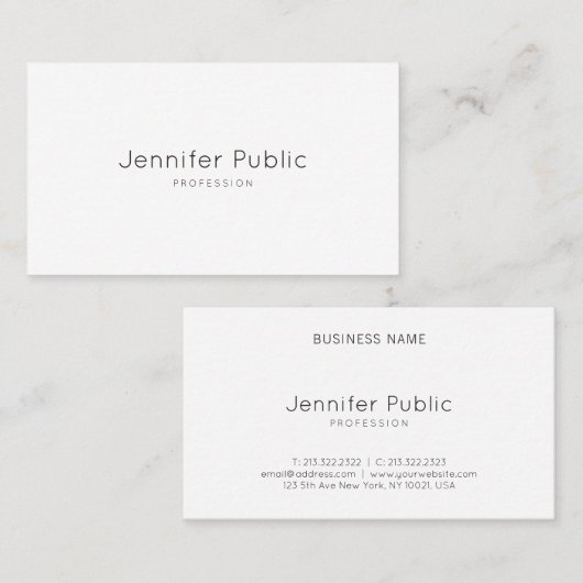 Cooles Minimalistisches Design Modernes Weiß Elega Visitenkarte (Vorne/Hinten)