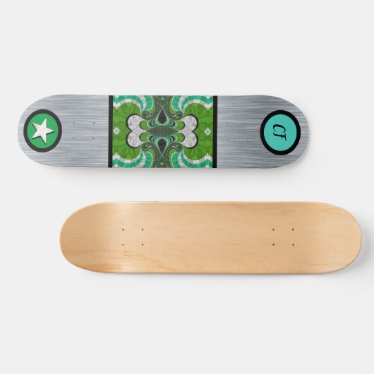 Cooles Mit Monogramm geometrisches Silberskateboar Skateboard (Horizontal)