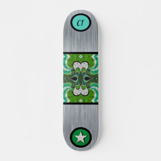Cooles Mit Monogramm geometrisches Silberskateboar Skateboard (Vorne)