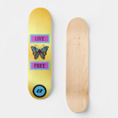 Cooles Mit Monogramm Schmetterlingsschuh "Live Fre Skateboard (Vorderseite)