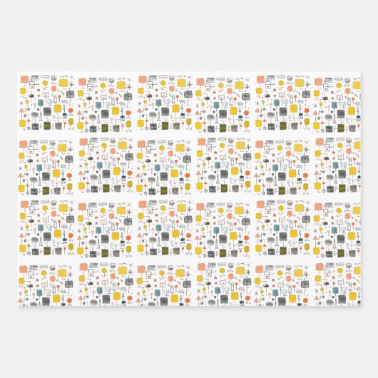 cooles Mittelalter Moderne Geschenkpapier Set (Vorderseite)