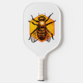 Cooles Modern Honey Bee Logo Personalisierter Text Pickleball Schläger (Rückseite)