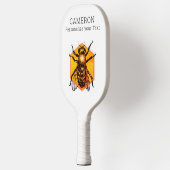 Cooles Modern Honey Bee Logo Personalisierter Text Pickleball Schläger (Links)