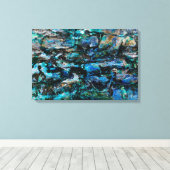 Cooles, modernes, blaues Lackdesign für alte Wandg Leinwanddruck (Insitu (Holzboden))