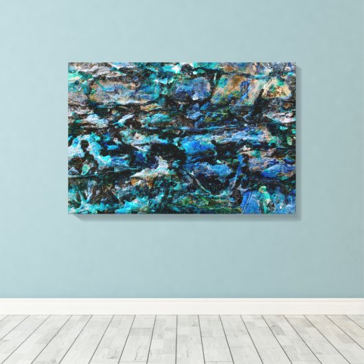 Cooles, modernes, blaues Lackdesign für alte Wandg Leinwanddruck (Insitu (Holzboden))