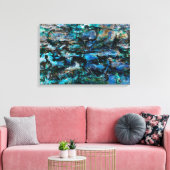 Cooles, modernes, blaues Lackdesign für alte Wandg Leinwanddruck (Insitu (Wohnzimmer))