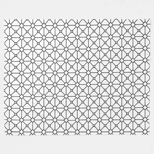 Cooles, modernes Boho Schwarz-Weiß-Muster Rhombus Fleecedecke (Vorderseite (Horizontal))