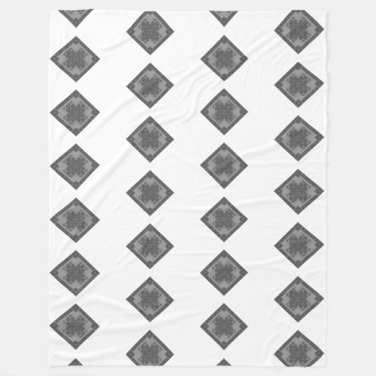 Cooles, modernes Boho Schwarz-Weiß-Muster Rhombus Fleecedecke (Vorderseite)