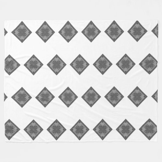 Cooles, modernes Boho Schwarz-Weiß-Muster Rhombus Fleecedecke (Vorderseite (Horizontal))