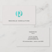 Cooles, modernes Cream Türkise Blue Circle Monogra Visitenkarte (Vorne/Hinten)