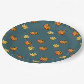 cooles, modernes gelbes Kürbismuster liebt Wort Pappteller (Schrägansicht)