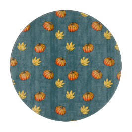 cooles, modernes gelbes Kürbismuster liebt Wortkun Schneidebrett