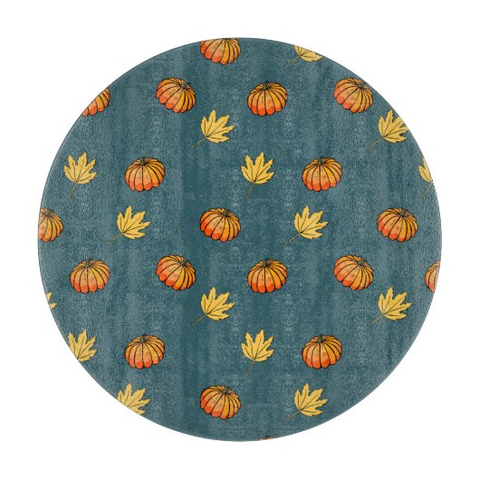 cooles, modernes gelbes Kürbismuster liebt Wortkun Schneidebrett (Vorderseite)