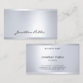 Cooles, modernes, glamouröses Silver Look Elegante Visitenkarte (Vorne/Hinten)